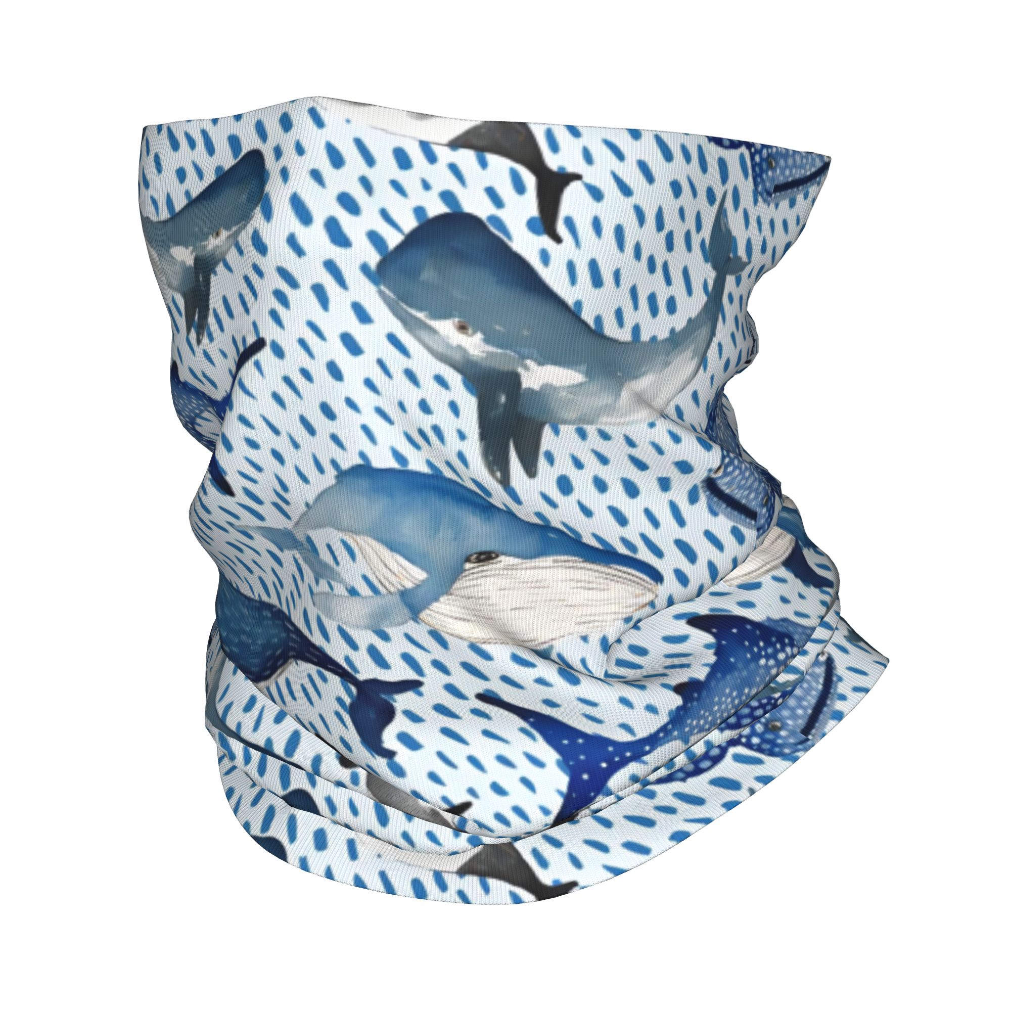 Neck Gaiter Fleece - Personalizzato Blu Acquerello Squalo Inverno Fascia