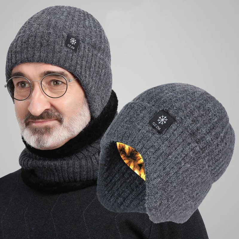Knit Beanie Hat Warm - Berretto Invernale da Uomo con Paraorecchie,